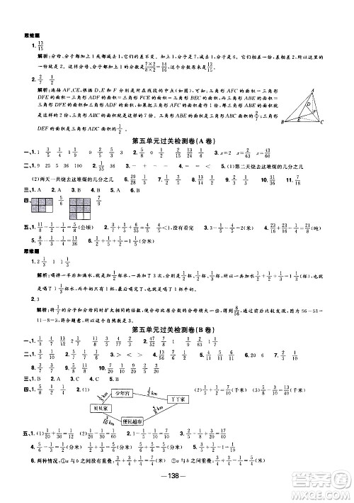 江西教育出版社2021阳光同学一线名师全优好卷数学五年级下册SJ苏教版答案