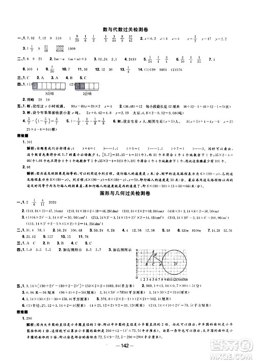 江西教育出版社2021阳光同学一线名师全优好卷数学五年级下册SJ苏教版答案