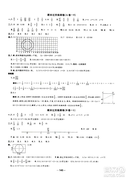 江西教育出版社2021阳光同学一线名师全优好卷数学五年级下册SJ苏教版答案