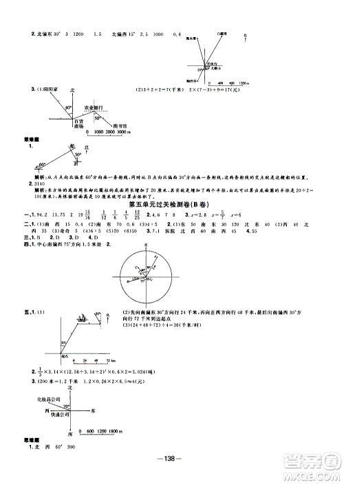 江西教育出版社2021阳光同学一线名师全优好卷数学六年级下册SJ苏教版答案