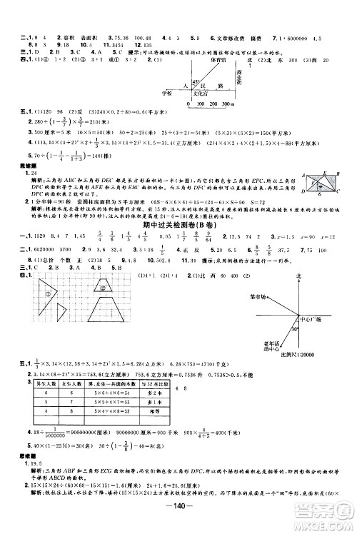 江西教育出版社2021阳光同学一线名师全优好卷数学六年级下册SJ苏教版答案