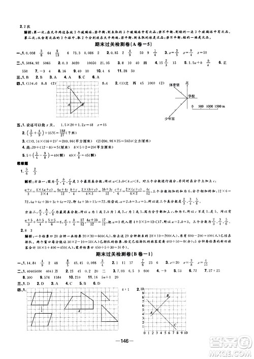 江西教育出版社2021阳光同学一线名师全优好卷数学六年级下册SJ苏教版答案