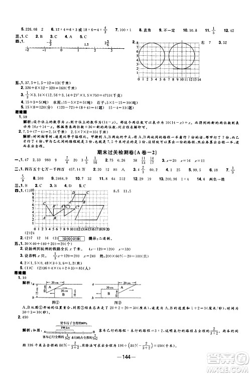 江西教育出版社2021阳光同学一线名师全优好卷数学六年级下册SJ苏教版答案