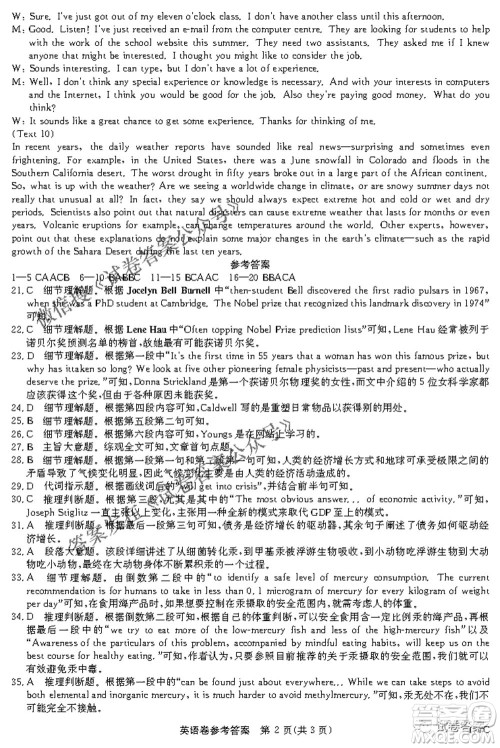 名校联盟2020-2021学年高三4月联考英语试题及答案 名校联盟2020-2021学年高三4月联考英语试题及答案