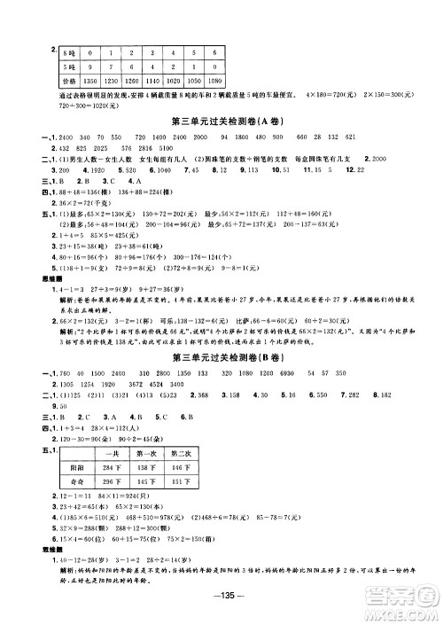 江西教育出版社2021阳光同学一线名师全优好卷数学三年级下册SJ苏教版答案 江西教育出版社2021阳光同学一线名师全优好卷数学三年级下册SJ苏教版答案