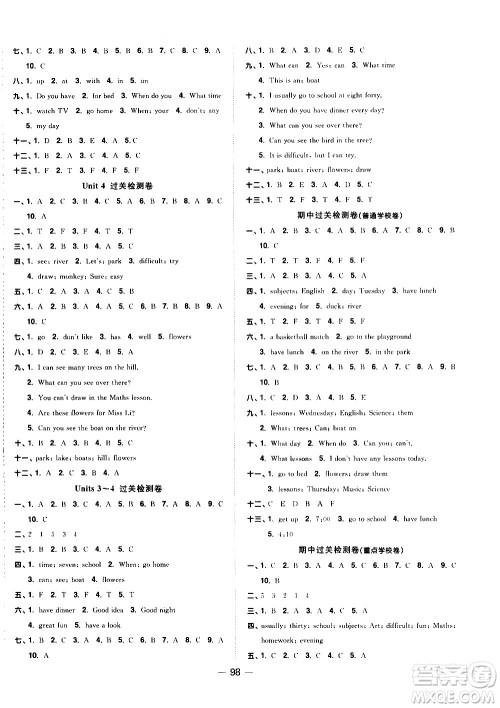 江西教育出版社2021阳光同学一线名师全优好卷英语四年级下册YL译林版答案 江西教育出版社2021阳光同学一线名师全优好卷英语四年级下册YL译林版答案