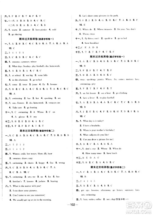 江西教育出版社2021阳光同学一线名师全优好卷英语四年级下册YL译林版答案 江西教育出版社2021阳光同学一线名师全优好卷英语四年级下册YL译林版答案