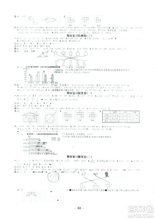 江西教育出版社2021阳光同学期末复习15天冲刺100分数学四年级下册RJ人教版答案 江西教育出版社2021阳光同学期末复习15天冲刺100分数学四年级下册RJ人教版答案