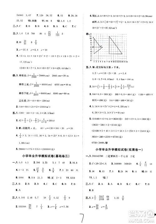 浙江教育出版社2021阳光同学全优达标好卷数学六年级下册R人教版浙江专版答案 浙江教育出版社2021阳光同学全优达标好卷数学六年级下册R人教版浙江专版答案