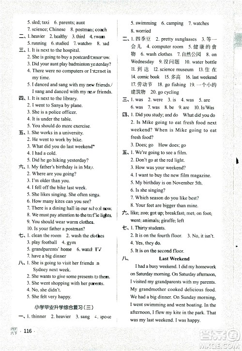 江西教育出版社2021阳光同学默写小达人英语六年级下册PEP人教版答案 江西教育出版社2021阳光同学默写小达人英语六年级下册PEP人教版答案