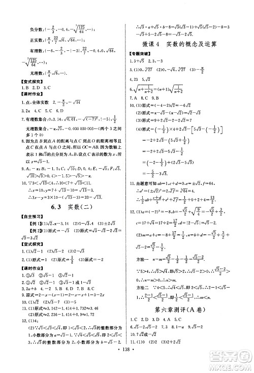 湖北少年儿童出版社2021长江全能学案同步练习册数学七年级下册人教版答案