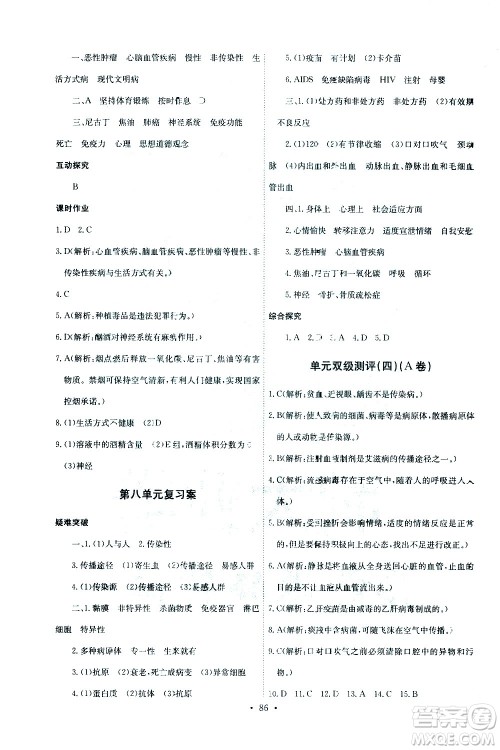 崇文书局2021长江全能学案同步练习册生物学八年级下册人教版答案 崇文书局2021长江全能学案同步练习册生物学八年级下册人教版答案