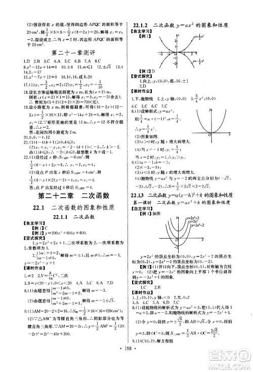 湖北少年儿童出版社2021长江全能学案同步练习册数学九年级全一册人教版答案