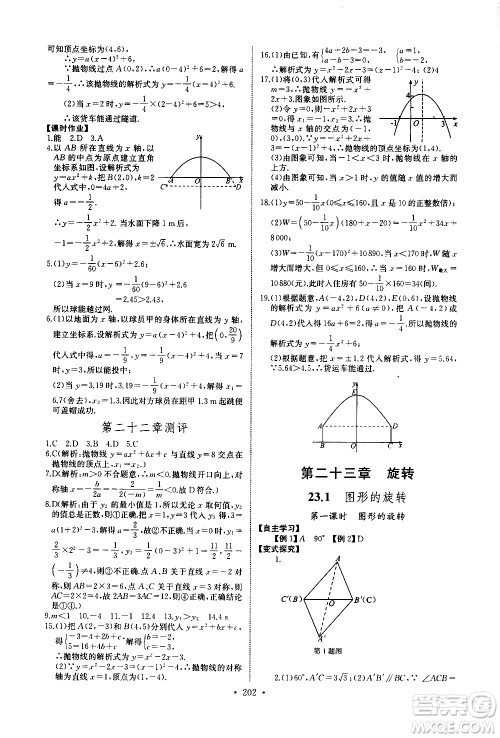 湖北少年儿童出版社2021长江全能学案同步练习册数学九年级全一册人教版答案