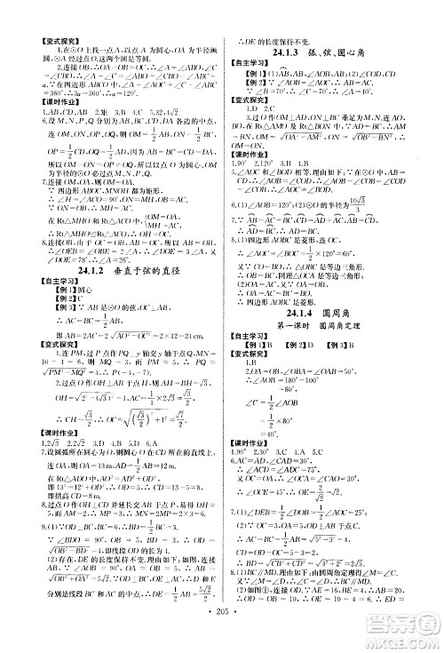 湖北少年儿童出版社2021长江全能学案同步练习册数学九年级全一册人教版答案