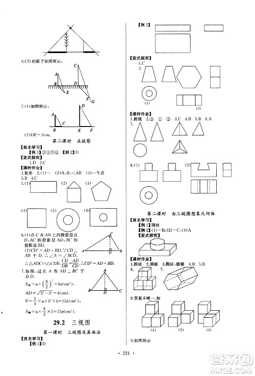 湖北少年儿童出版社2021长江全能学案同步练习册数学九年级全一册人教版答案