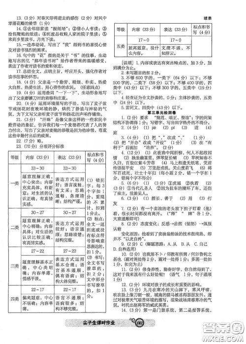 辽宁教育出版社2021尖子生新课堂课时作业七年级语文下册人教版答案