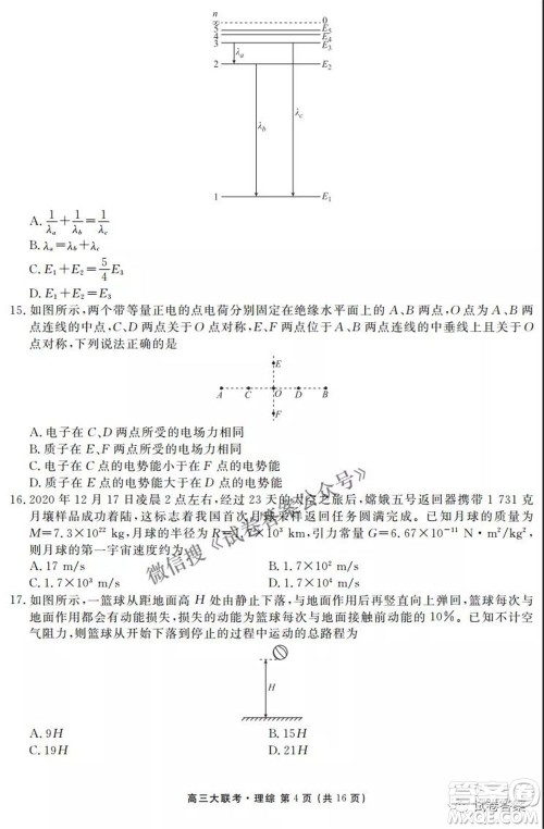 2021届高三冲刺联考理综试卷及答案 2021届高三冲刺联考理综试卷及答案