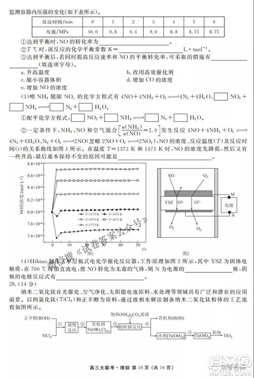 2021届高三冲刺联考理综试卷及答案 2021届高三冲刺联考理综试卷及答案