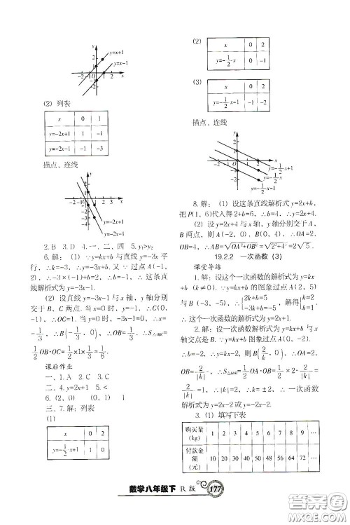 辽宁教育出版社2021尖子生新课堂课时作业八年级数学下册人教版答案
