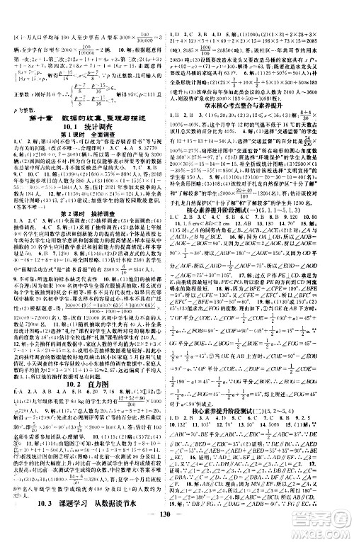 天津科学技术出版社2021智慧学堂核心素养提升法数学七年级下册R人教版答案