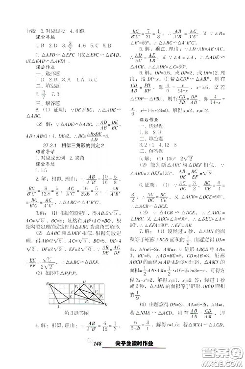 辽宁教育出版社2021尖子生新课堂课时作业九年级数学下册人教版答案