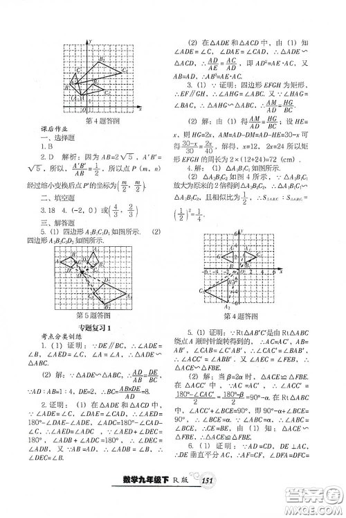 辽宁教育出版社2021尖子生新课堂课时作业九年级数学下册人教版答案