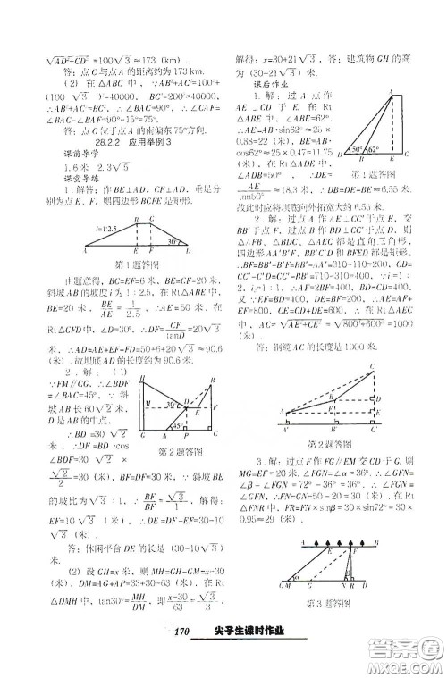 辽宁教育出版社2021尖子生新课堂课时作业九年级数学下册人教版答案