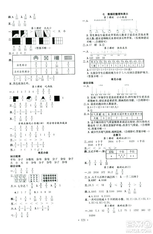 广东经济出版社2021名校课堂数学三年级下册BSD北师大版答案
