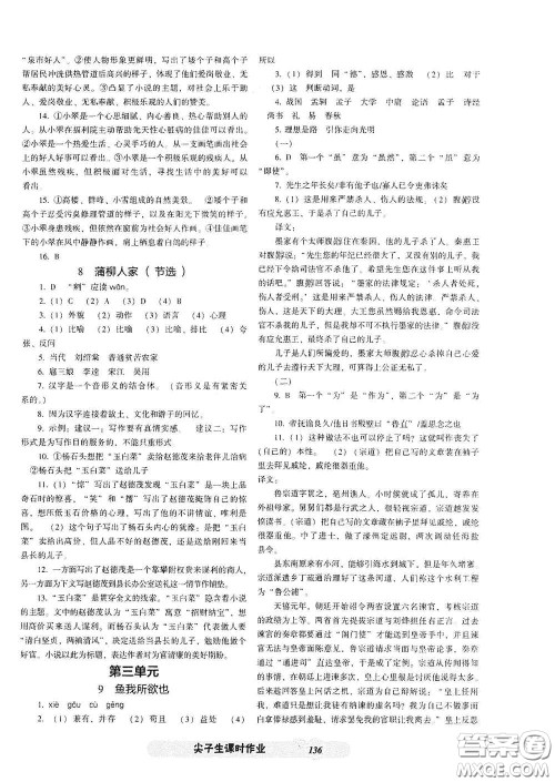 辽宁教育出版社2021尖子生新课堂课时作业九年级语文下册人教版答案 辽宁教育出版社2021尖子生新课堂课时作业九年级语文下册人教版答案