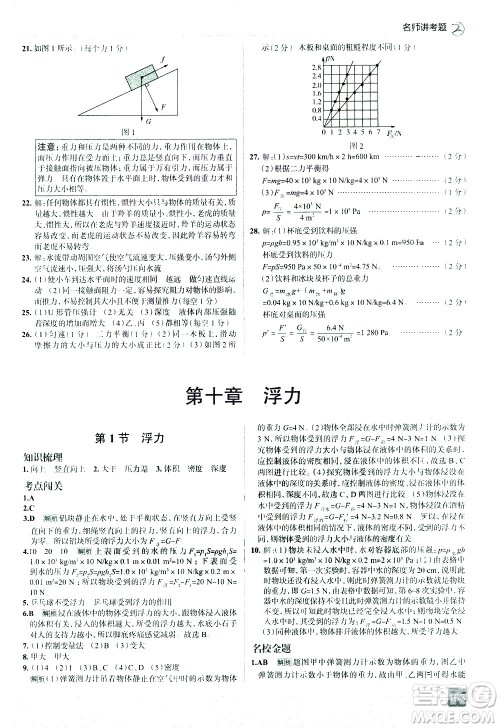 现代教育出版社2021走向中考考场物理八年级下册RJ人教版答案