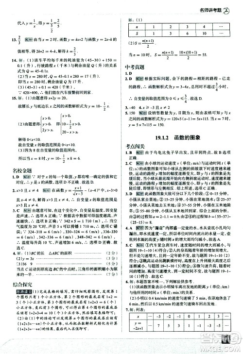现代教育出版社2021走向中考考场数学八年级下册RJ人教版答案