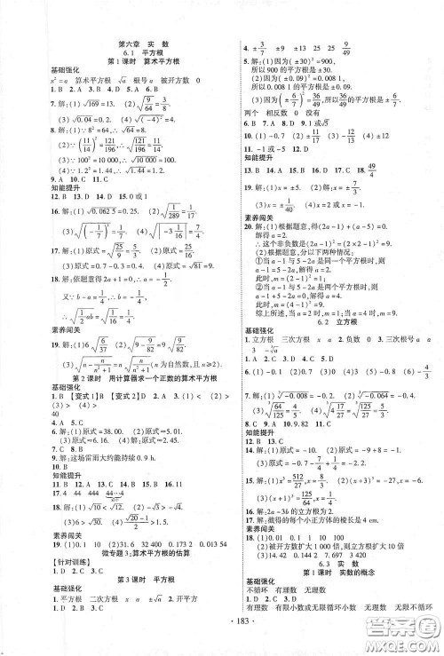 宁夏人民教育出版社2021畅优新课堂七年级数学下册人教版江西专版答案