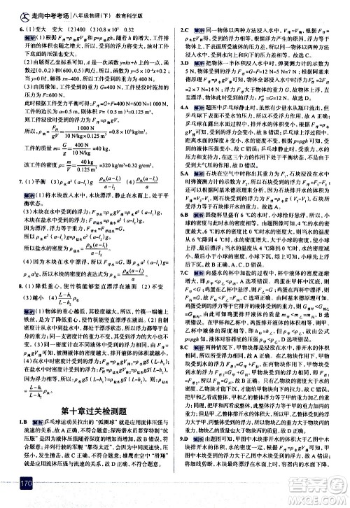 现代教育出版社2021走向中考考场物理八年级下册教育科学版答案 现代教育出版社2021走向中考考场物理八年级下册教育科学版答案