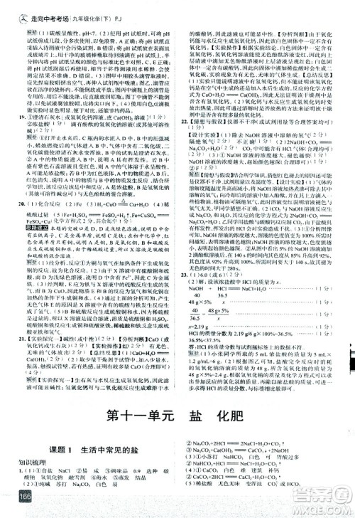现代教育出版社2021走向中考考场化学九年级下册RJ人教版答案