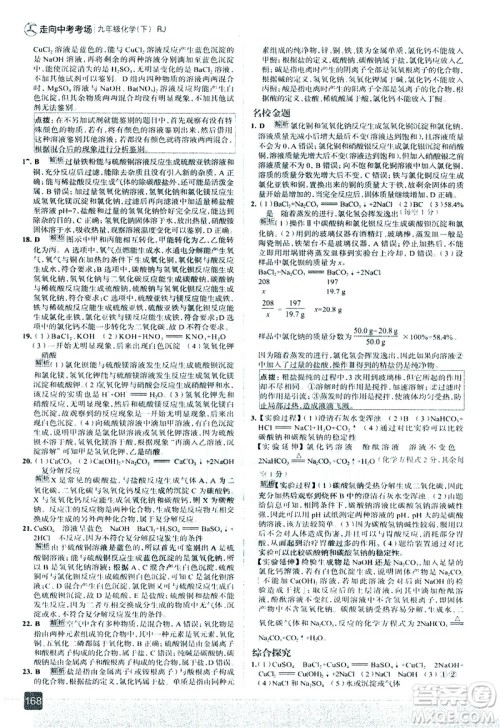 现代教育出版社2021走向中考考场化学九年级下册RJ人教版答案