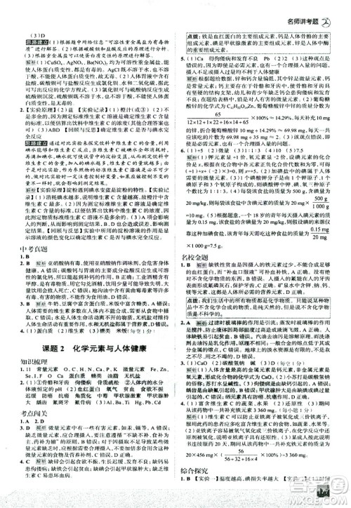 现代教育出版社2021走向中考考场化学九年级下册RJ人教版答案