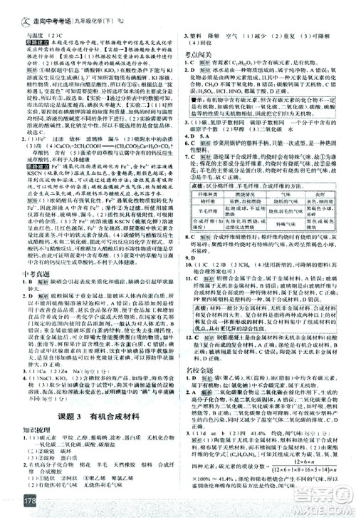 现代教育出版社2021走向中考考场化学九年级下册RJ人教版答案