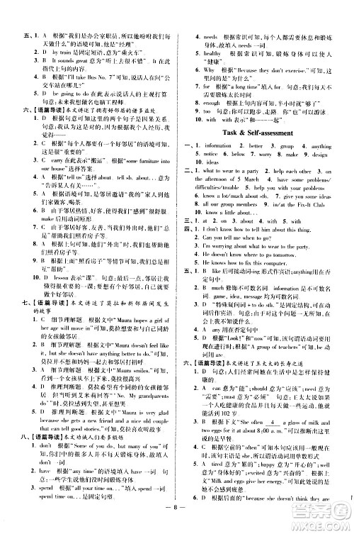 江苏凤凰科学技术出版社2021初中英语小题狂做提优版七年级下册译林版答案