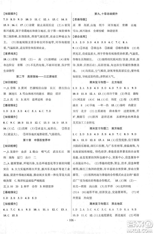 宁夏人民教育出版社2021畅优新课堂八年级地理下册人教版答案