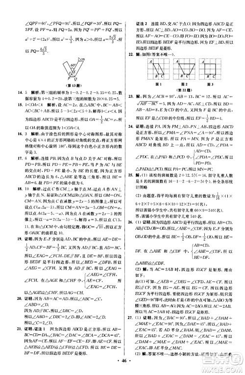 江苏凤凰科学技术出版社2021初中数学小题狂做提优版八年级下册苏科版答案