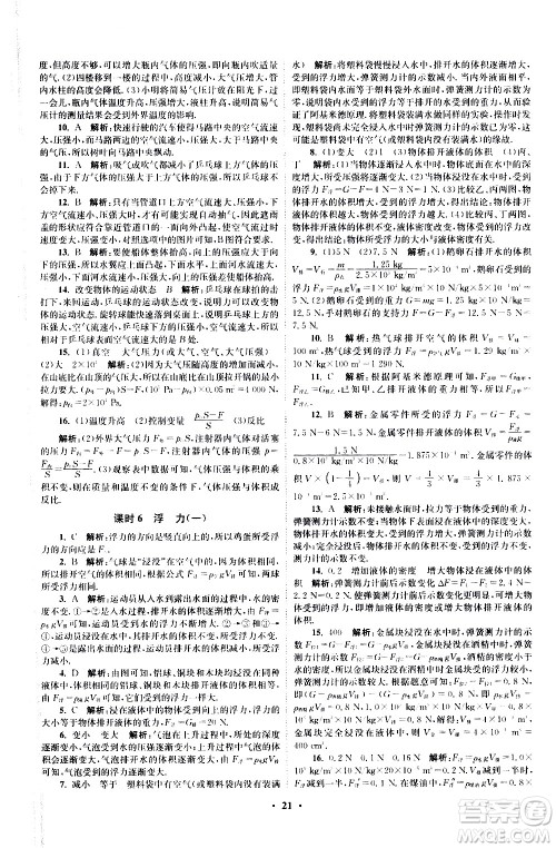 江苏凤凰科学技术出版社2021初中物理小题狂做提优版八年级下册苏科版答案 江苏凤凰科学技术出版社2021初中物理小题狂做提优版八年级下册苏科版答案