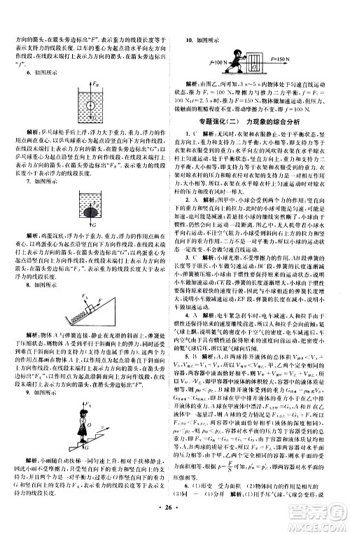 江苏凤凰科学技术出版社2021初中物理小题狂做提优版八年级下册苏科版答案