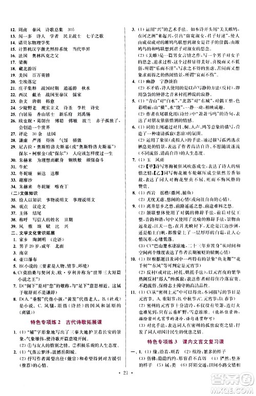 江苏凤凰科学技术出版社2021初中语文小题狂做提优版八年级下册通用版答案