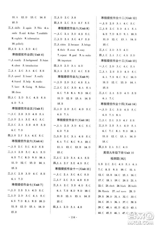 宁夏人民教育出版社2021畅优新课堂九年级英语下册人教版江西专版答案