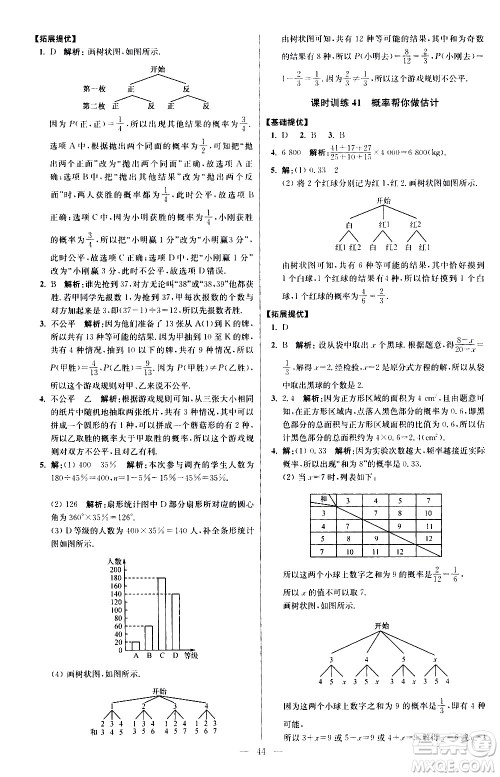 江苏凤凰科学技术出版社2021初中数学小题狂做提优版九年级下册苏科版答案