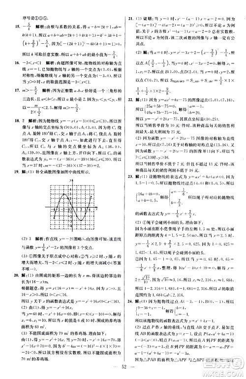 江苏凤凰科学技术出版社2021初中数学小题狂做提优版九年级下册苏科版答案