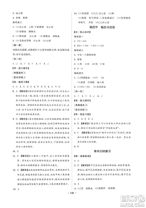 海南出版社2021新课程同步练习册七年级生物下册人教版答案