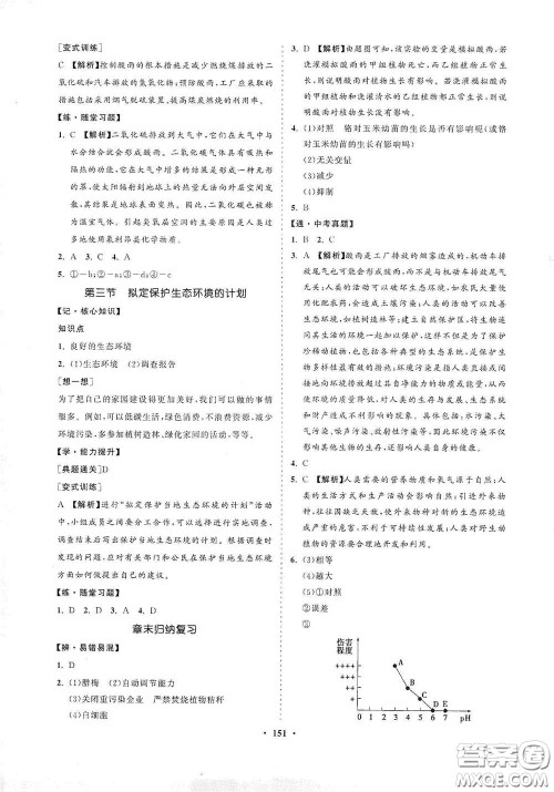 海南出版社2021新课程同步练习册七年级生物下册人教版答案