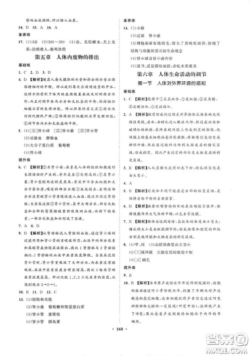 海南出版社2021新课程同步练习册七年级生物下册人教版答案